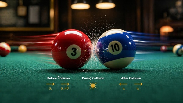 Billiard ball collision in action